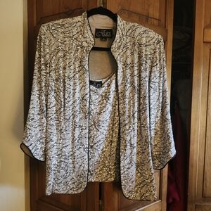 Alex Evenings Black and White Blouse Set